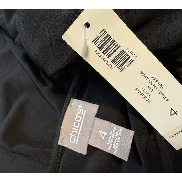 Chicos Shift Dress 4 XL Black Washable Kimono Short Sleeve Washable NEW - Picture 7 of 10